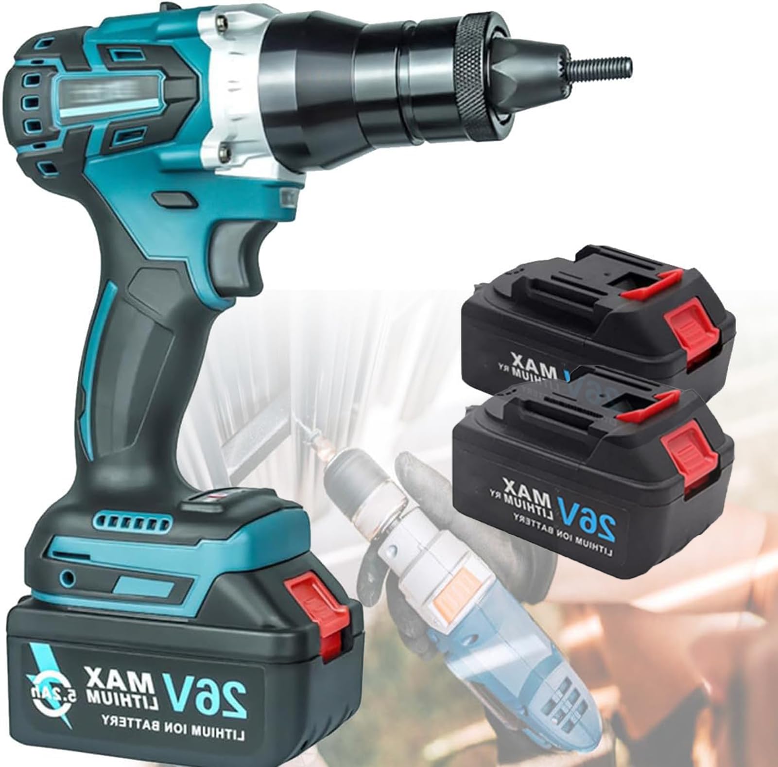 Remachadora inalámbrica portátil | Pistola de Tuerca Remache automática | para Tuercas M3 M4 M5 M6 M8 M10 M12 | para remachar sin Esfuerzo, Ahorra Tiempo y Esfuerzo