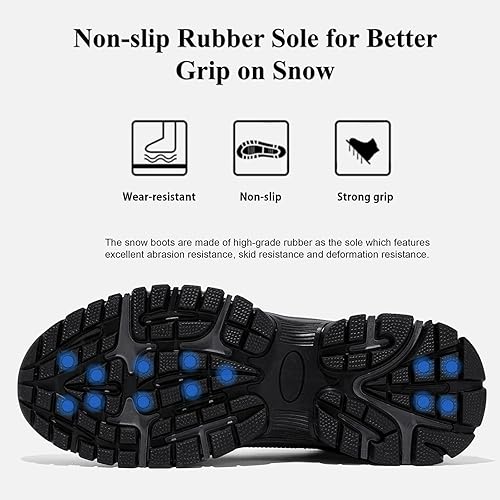 Miniatura 3 de Qiucdzi Botas de nieve de invierno para hombre, con forro de piel cálida, antideslizantes, para exteriores, zapatos de trekking antideslizantes