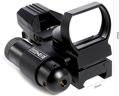 Vista 6 de PINTY Vista de punto rojo con punto rojo/verde y múltiples retículas, para riel Picatinny, pistola, rifle (combo láser opcional)