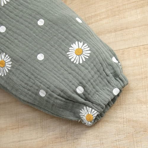 Miniatura 7 de Thorn Tree Conjunto de ropa para bebé recién nacida, conjunto acanalado de manga larga con cuello redondo y pantalones forales con diadema de 3