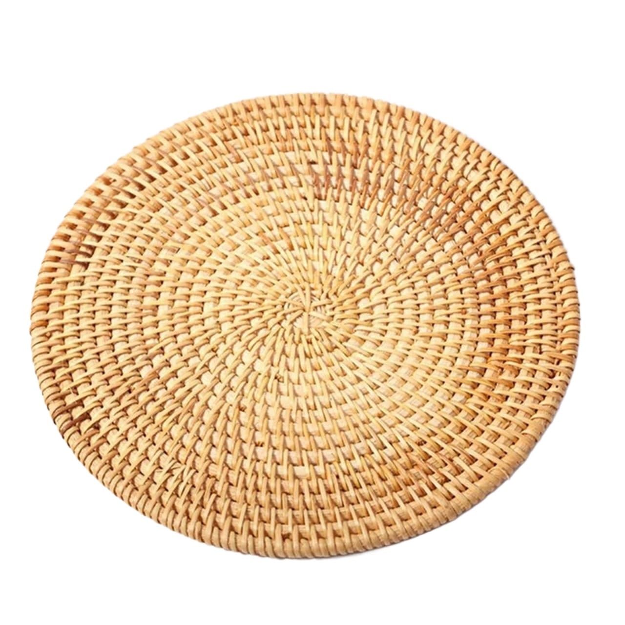 Wicker Placemat Kitchen Accessories Home Decor Woven Rattan Coaster Placemats Table Coffee Cup Utensils for Dining Gadget(20cm)