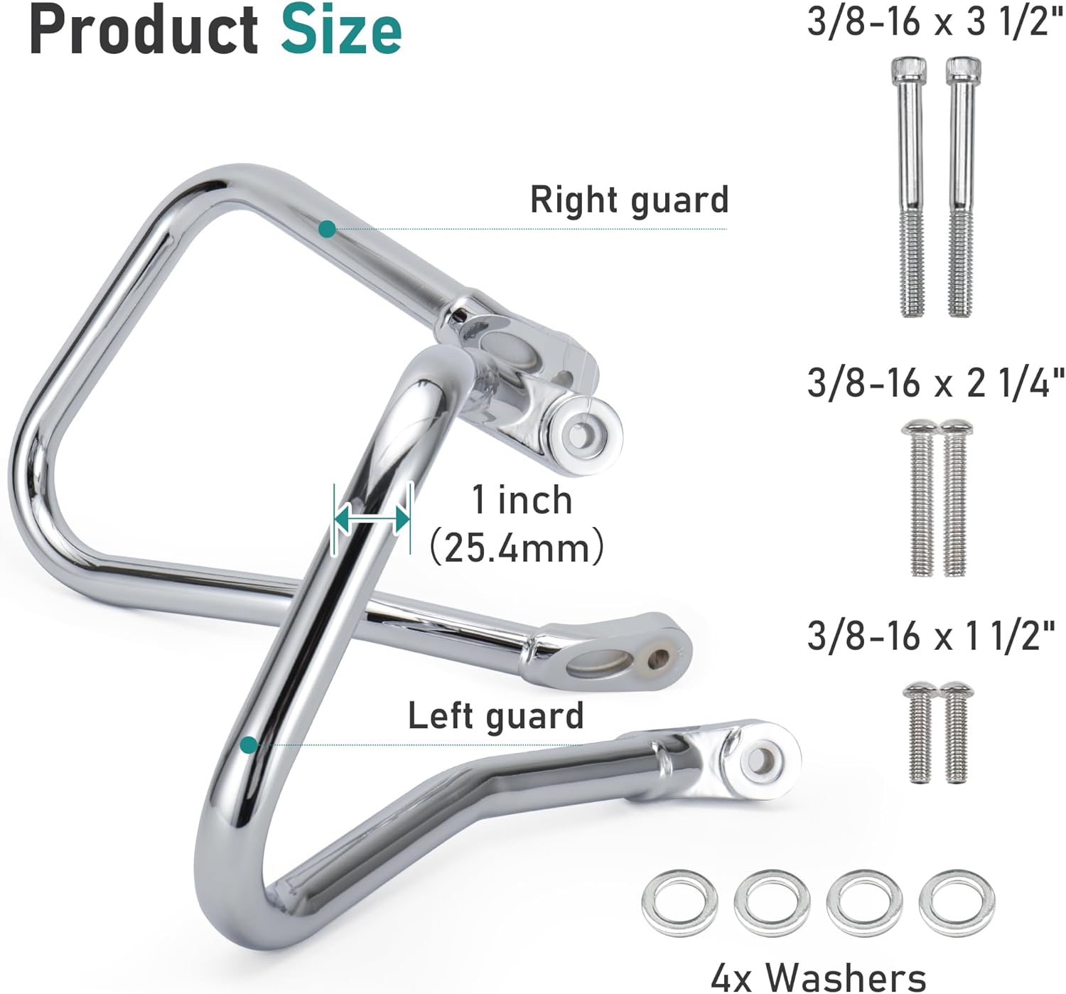 MoKitDora Rear Bolt-on Saddlebag Guard Crash Bar Compatible with 2018 Up Harley Softail Heritage Classic FLHC FLHCS, Chrome