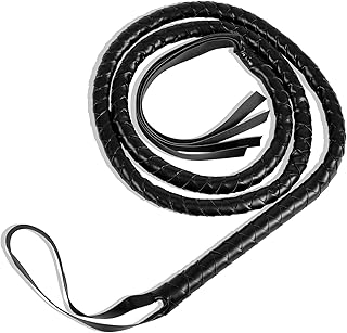Black Whip, Indiana Jones Style Costume Lion Tamer Cowboy Whip Floggers Leather Horse Bull Bullwhip Prop for Women Adults Halloween Party Cosplay Costume Accessories