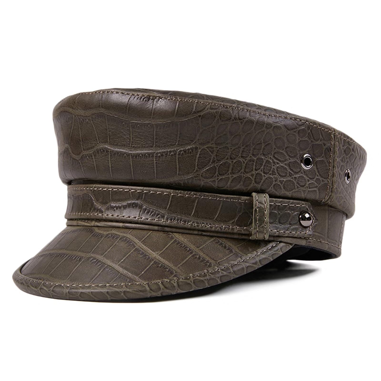 Cappello da Autista Classico Unisex,Cappello da Pescatore in Pelle,Cappello da Marinaio da Pescatore Uomo Donna