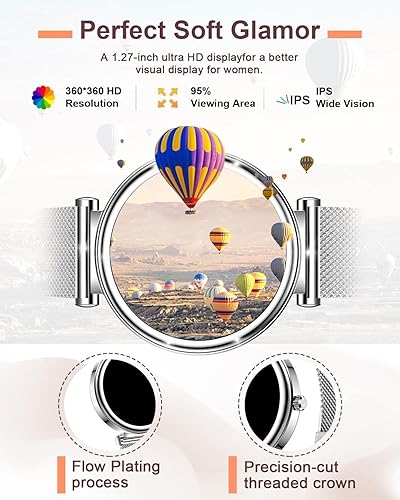 Miniatura 2 de Reloj inteligente pequeño para mujer con llamada Bluetooth, reloj inteligente de 1.27 pulgadas para mujer, más de 120 modos deportivos, contador de