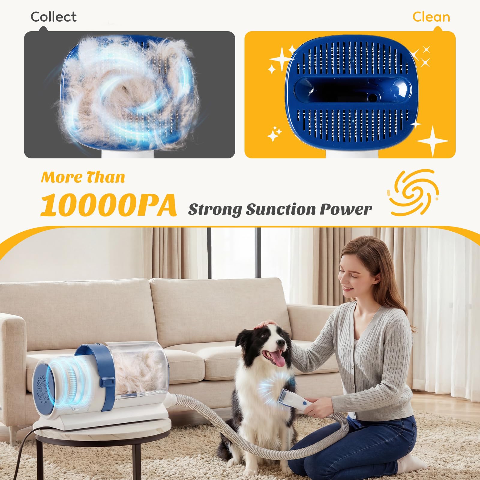 NEWBULIG Pet Grooming Vacuum Kit for Cats and Dogs, 2.5L Dust Cup view 6