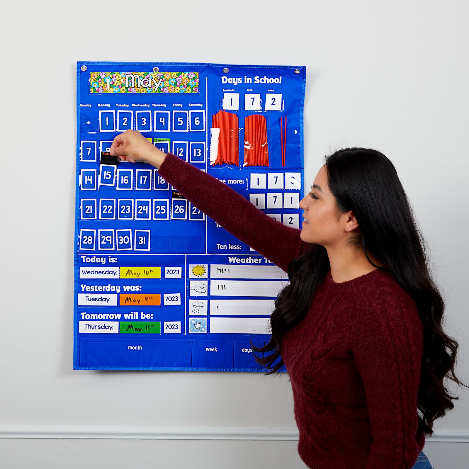 Really Good Stuff All About Today Pocket Chart - 22" x 30" - Grades K-3- Daily Classroom Calendar, Interactive and Engaging Classroom Poster, Homeschool Learning, Teacher Must Haves - Image 8