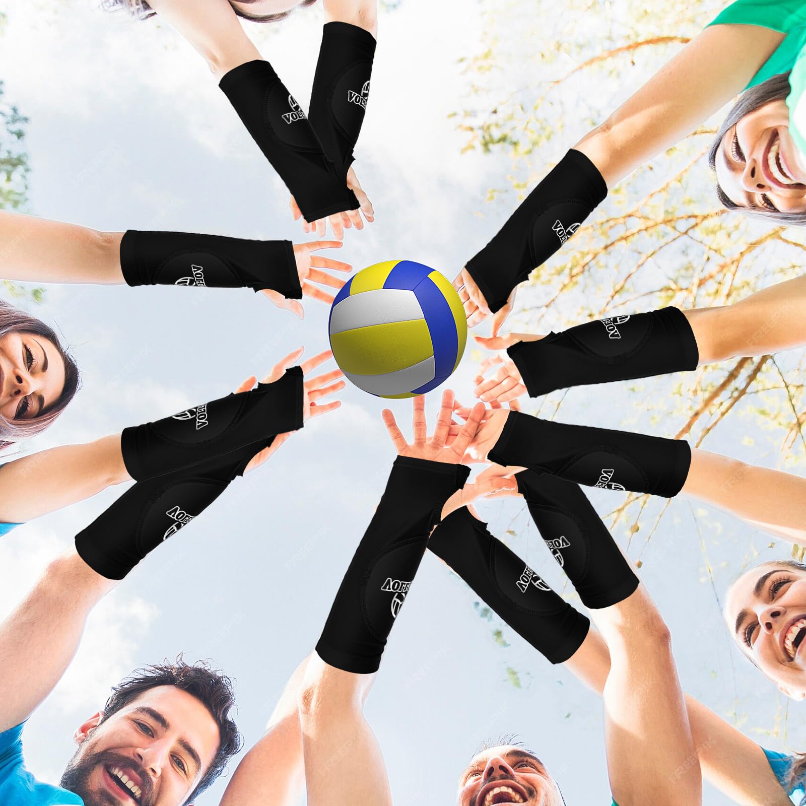 JIEYAO 1 par de protectores de brazo de voleibol, antebrazo con almohadilla de protección antideslizante y orificio para el pulgar, puños elásticos de voleibol para brazos, protección para antebrazos,