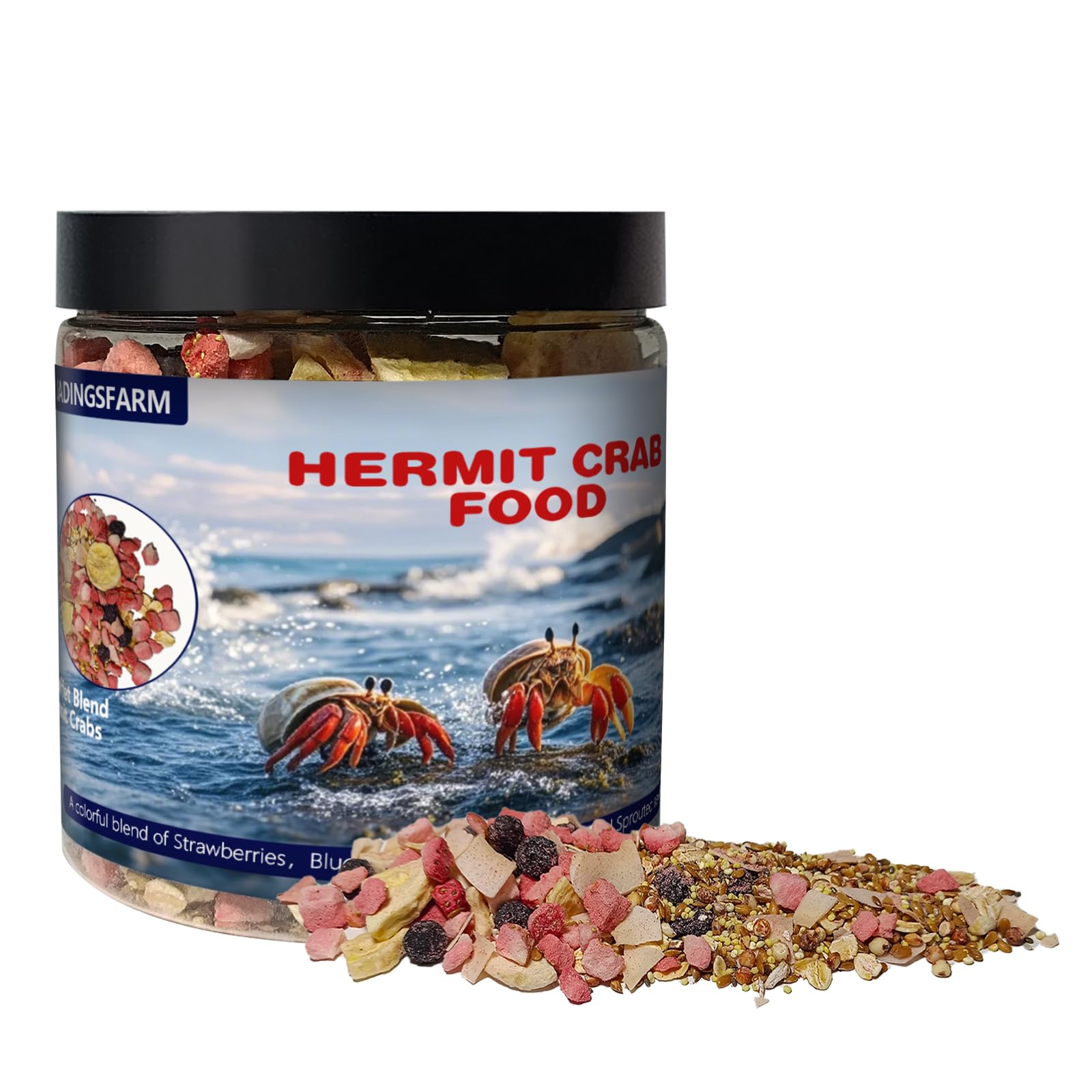JADINGSFARM Fruity Buffet Blend Diet, 7.4 oz Food for Hermit Crab, All Natural Hermit Crab Food, High Protein & Nutrient Blend Diet of Oats,