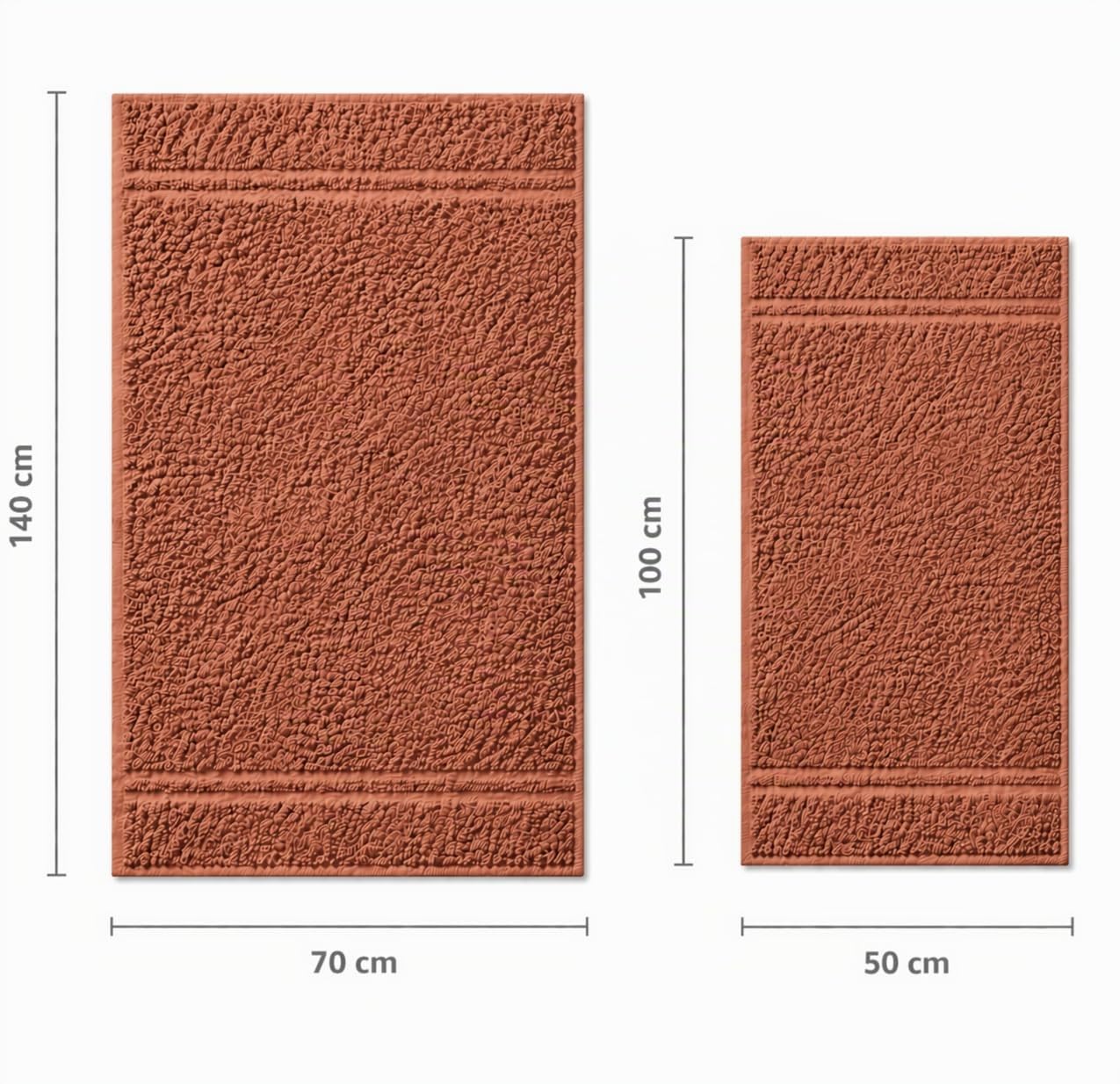 TRAMAS+ Serviette de Bain 100% Coton 700g |2(50x100)+2(70x140) Mandarine