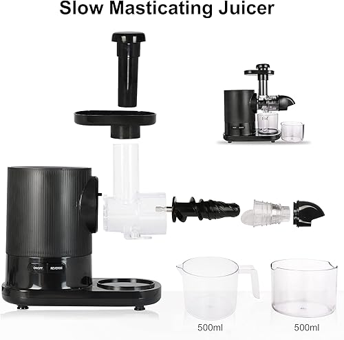 Miniatura 7 de Exprimidor lento, máquina de exprimidor de masticación en frío sin BPA, alto rendimiento de jugo, fácil de limpiar, funciona silenciosamente para