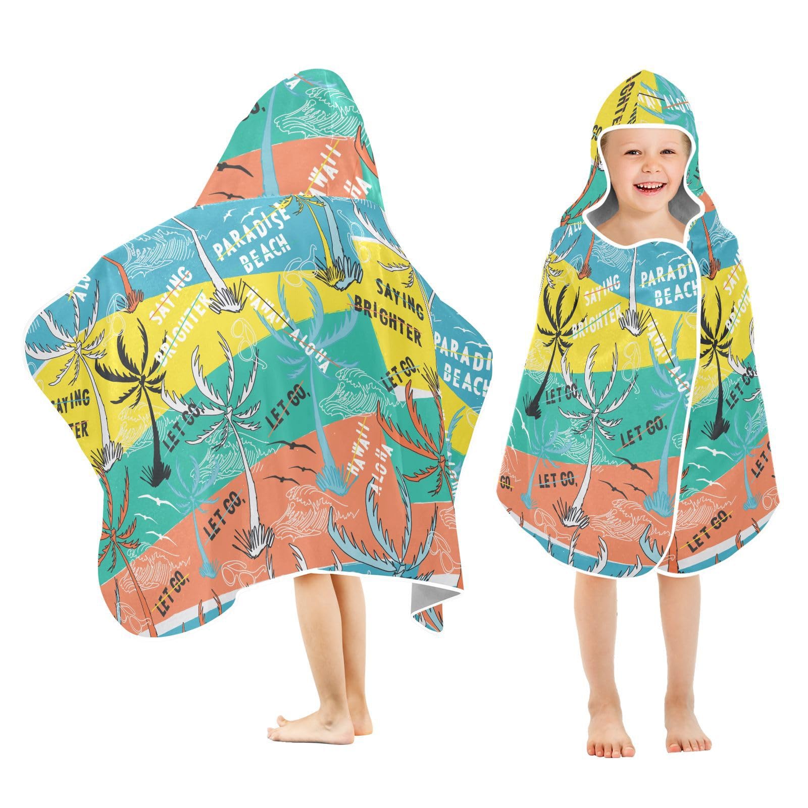 susiyo Kids Hooded Bath Towel Cool Summer Beach Towel for Kids 23.5 x 50 Inch Microfiber Soft Absorbent Quick Dry Bath Swim Pool Towel Wrap Poncho Bathrobe with Hood for Kids Toddler