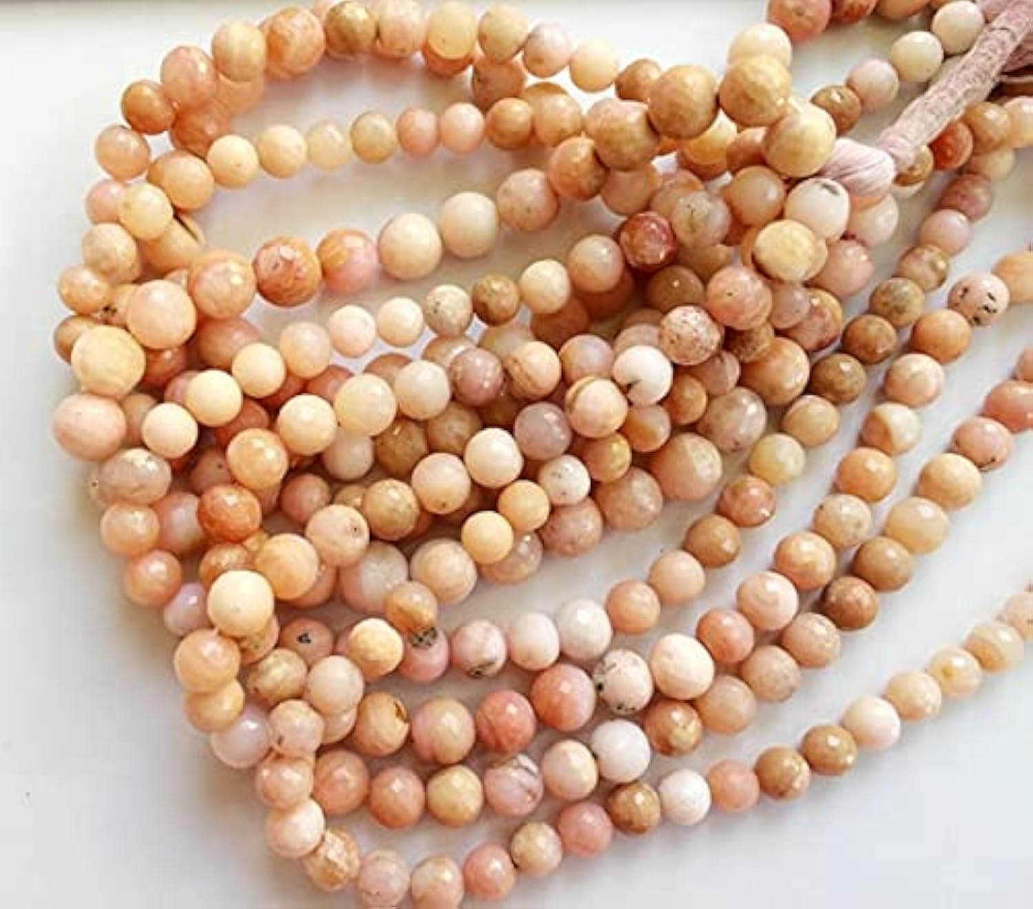 Opale rose du Pérou naturelle en perles de 9mm pour création de collier