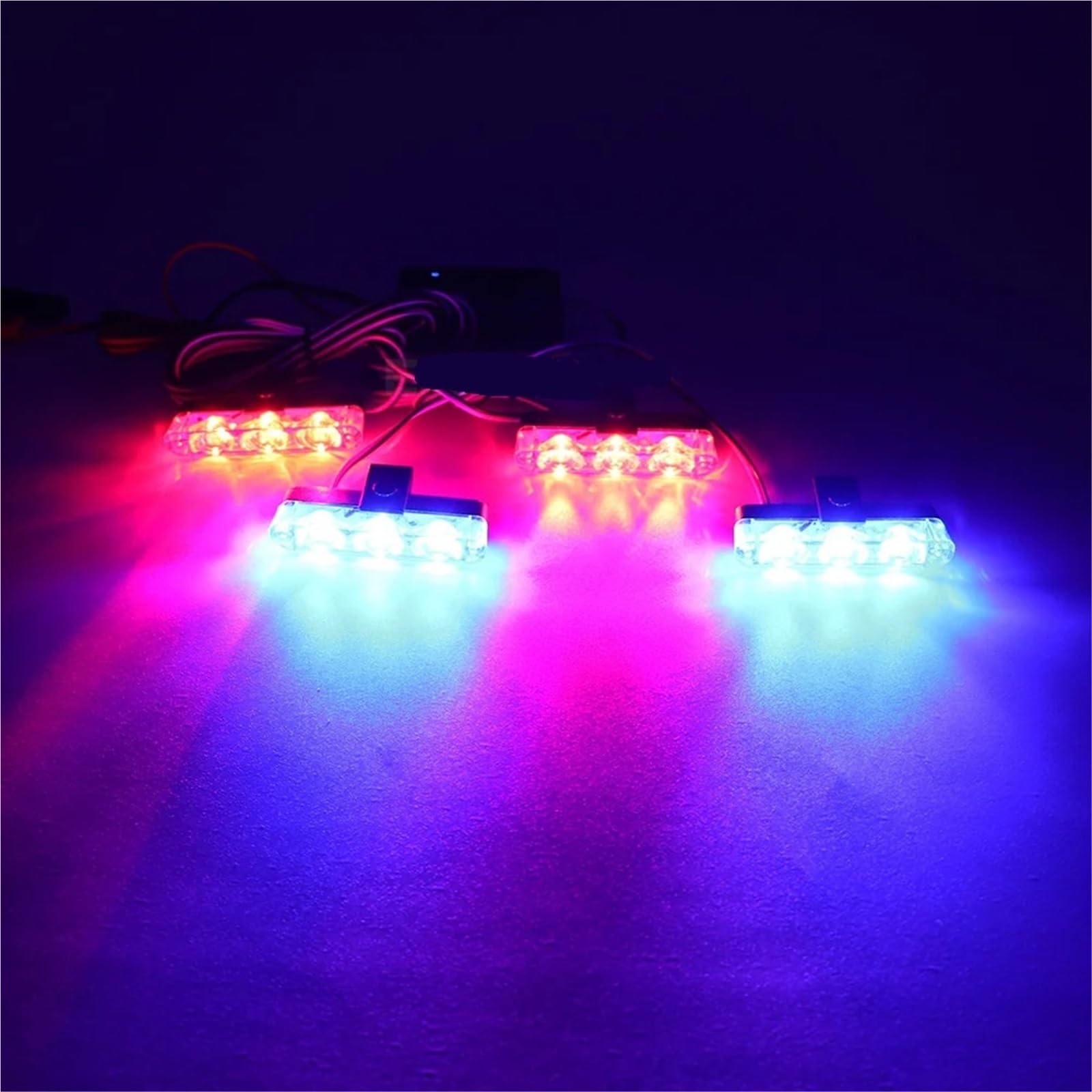 4 luces estroboscópicas LED for coche con 3 LED cada una, rojas, azules y amarillas, for emergencias, señalización intermitente, for bomberos, policía, baliza, luz de advertencia, 12 V(Yellow)