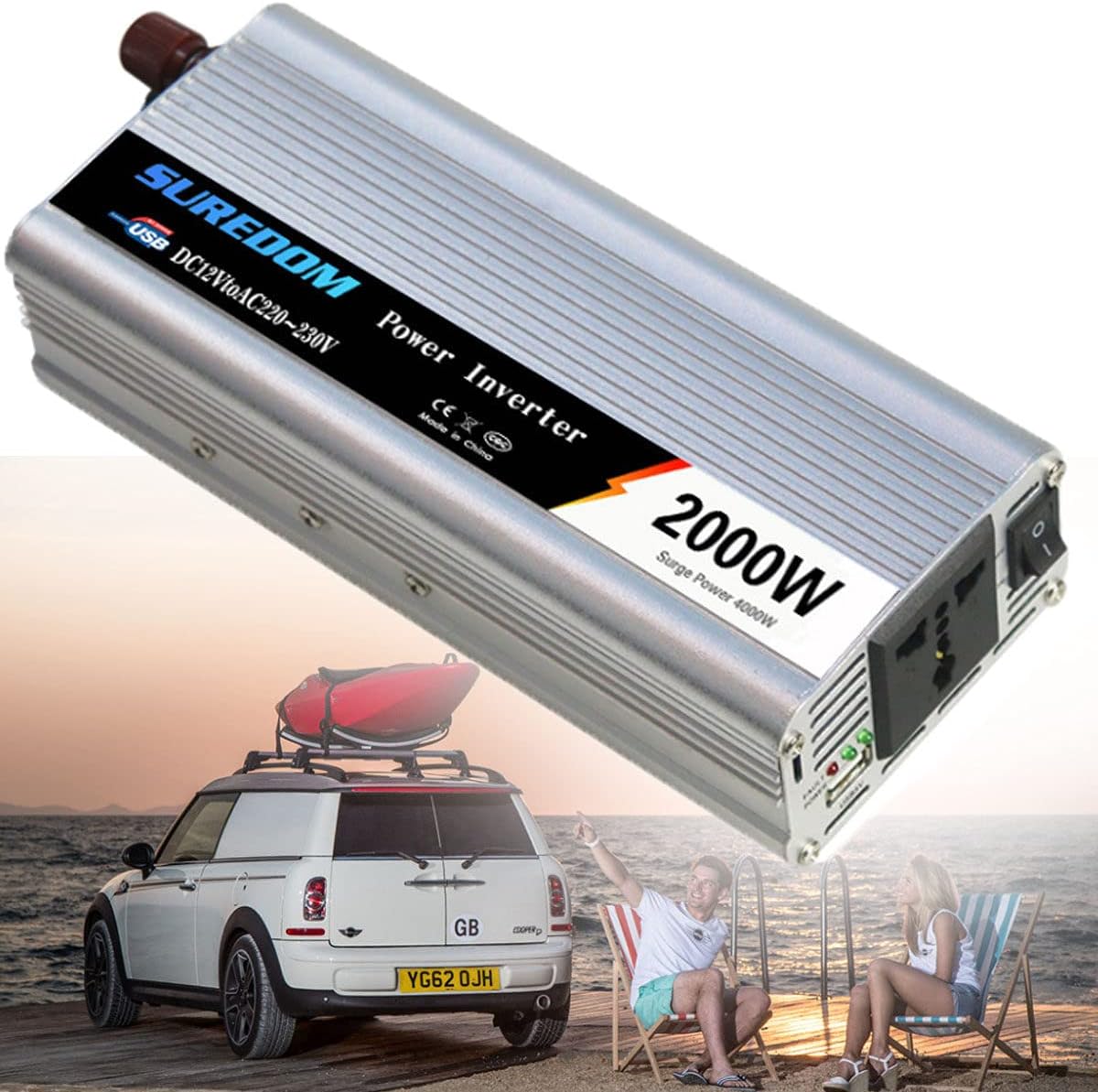 WZFANJIJ Inversor de Onda sinusoidal Pura automática 2000W Convertidor de Voltaje DC 12V / 24V a AC 110V / 220V Convertidor - convertidor convertidor,2000w-24v