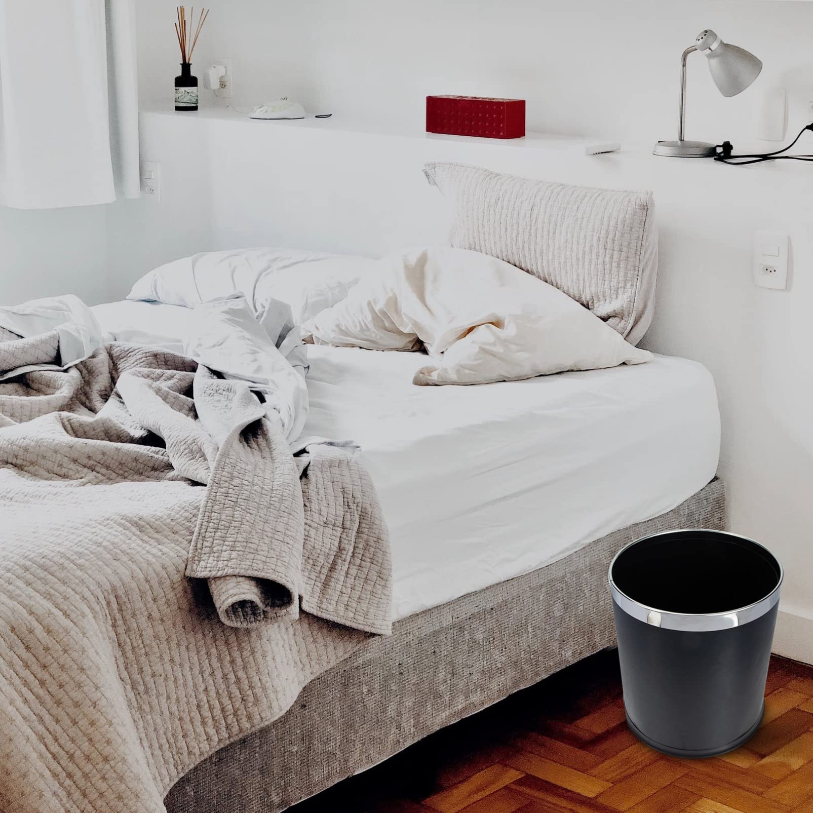 Cestino Per Il Bagno Con Coperchio Bianco e Nero Doppio Cestino Per La Carta Straccia Contenitore Multifunzionale Facile Da Pulire