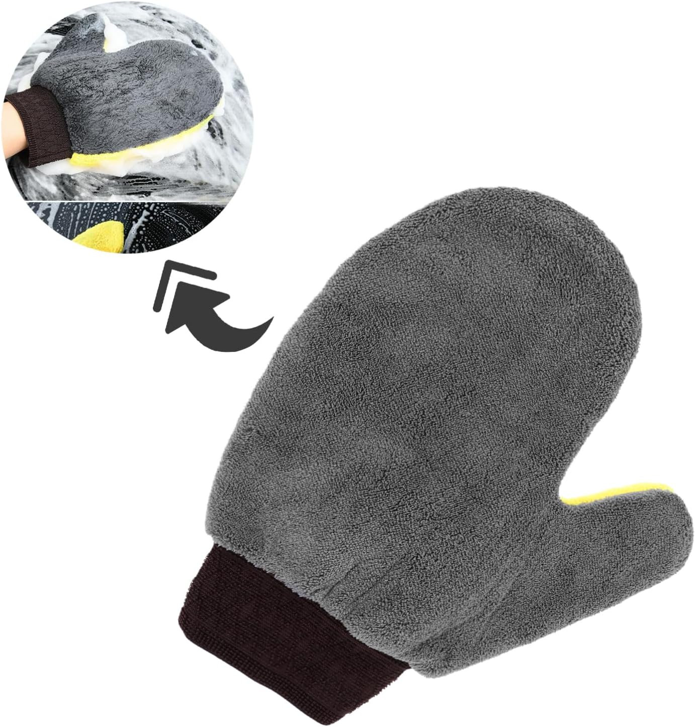 Cabilock 3pcs Coral Fleece Car Wash Mitt Scratch Microfiber Cleaning Gloves for Cars Suvs and Motorcycles and Soft for Detailing and Washing