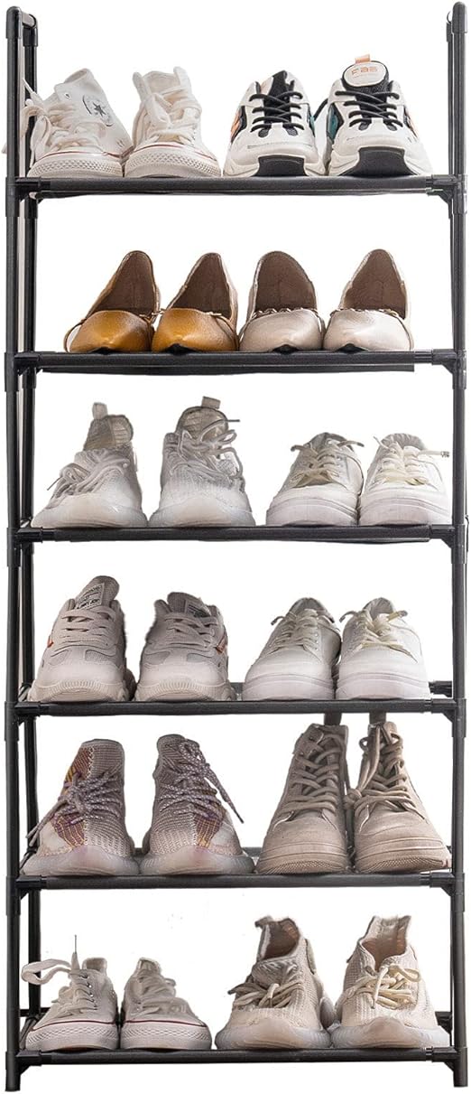 Amazon Youdenova シューズラック スリム 靴棚 靴収納 6段 12 18足 靴置き 靴箱 下駄箱 おしゃれ 縦長 省スペース 組み立て式 分割可能 取っ手付き 狭い 玄関 廊下 クローゼット 靴入れ ブラック 6段 据え置き型シューズラック オンライン通販