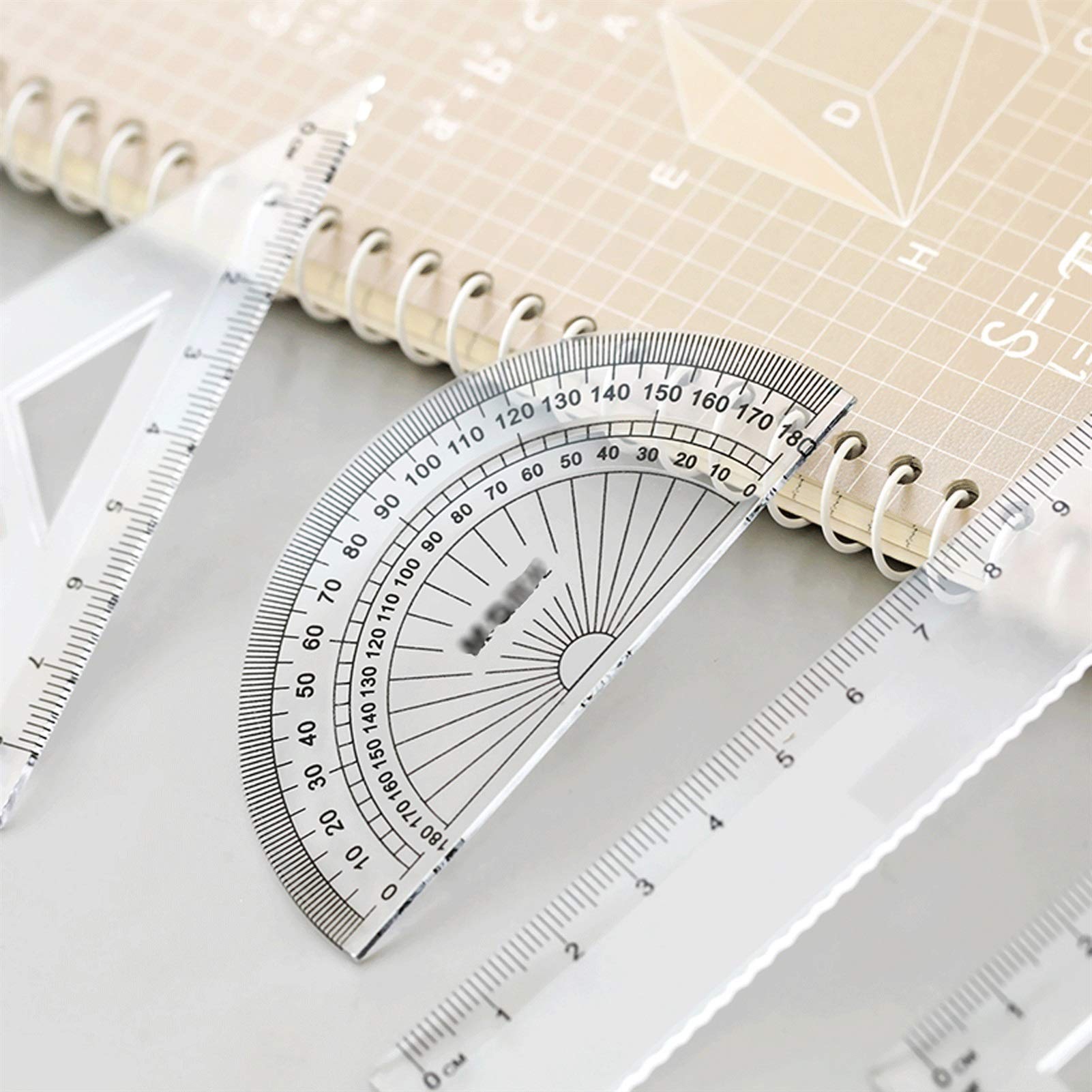 Narzędzie do rysowania okręgów Zestaw mierników kołowych metalowych kompasów geometrii matematycznej 7-częściowy z trójkątnym kątomierzem egzaminu
