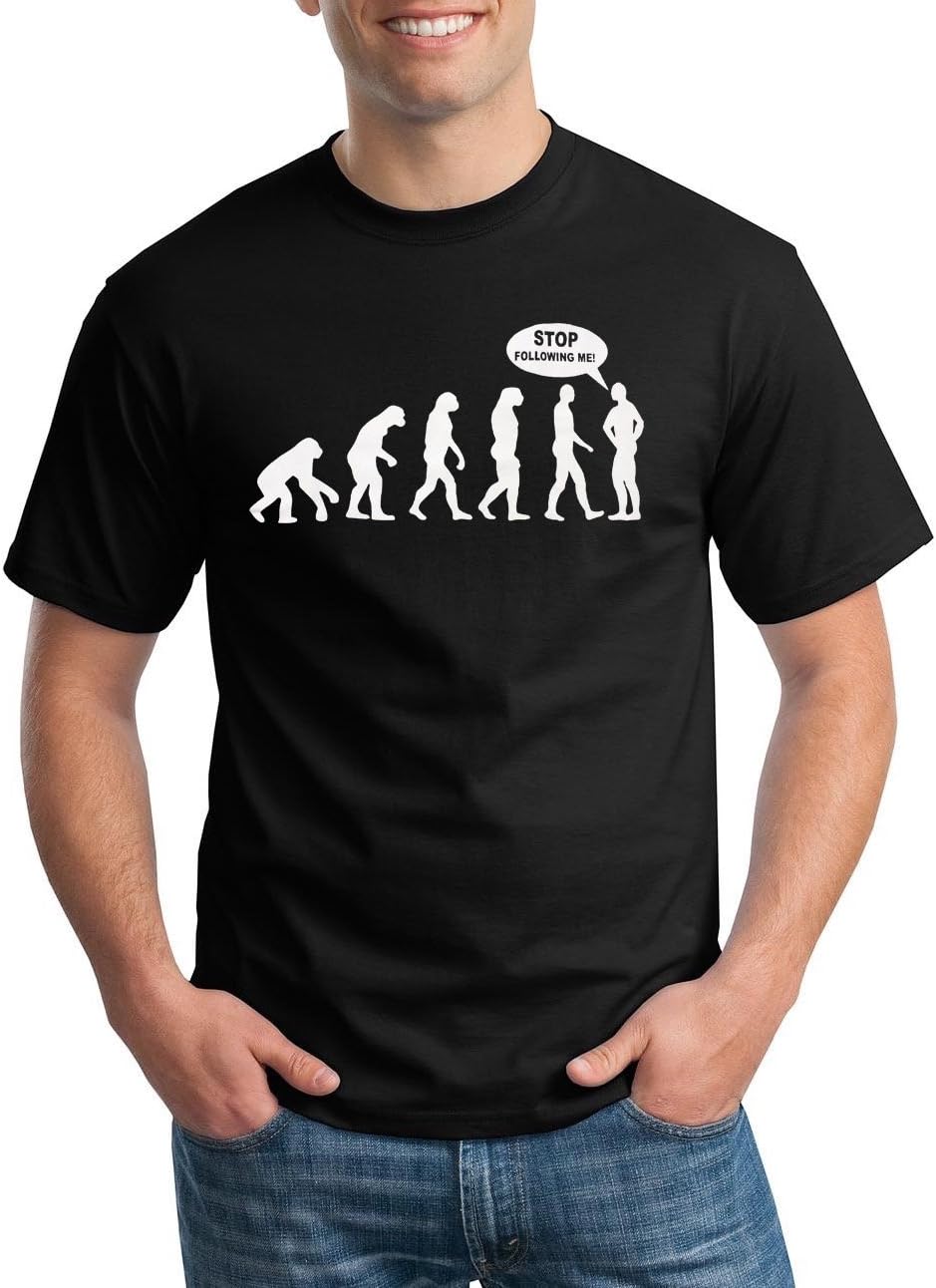 CherryBargains Evolution T-Shirt Stop Following Me Caveman
