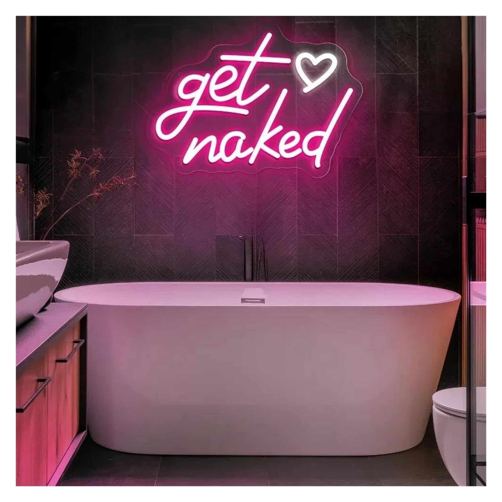 Decoración Lámparas Get Naked Letrero De Neón Luz Regulable Alimentada Por USB Para Decoración Pared Dormitorio 26.4cm×40.6cm