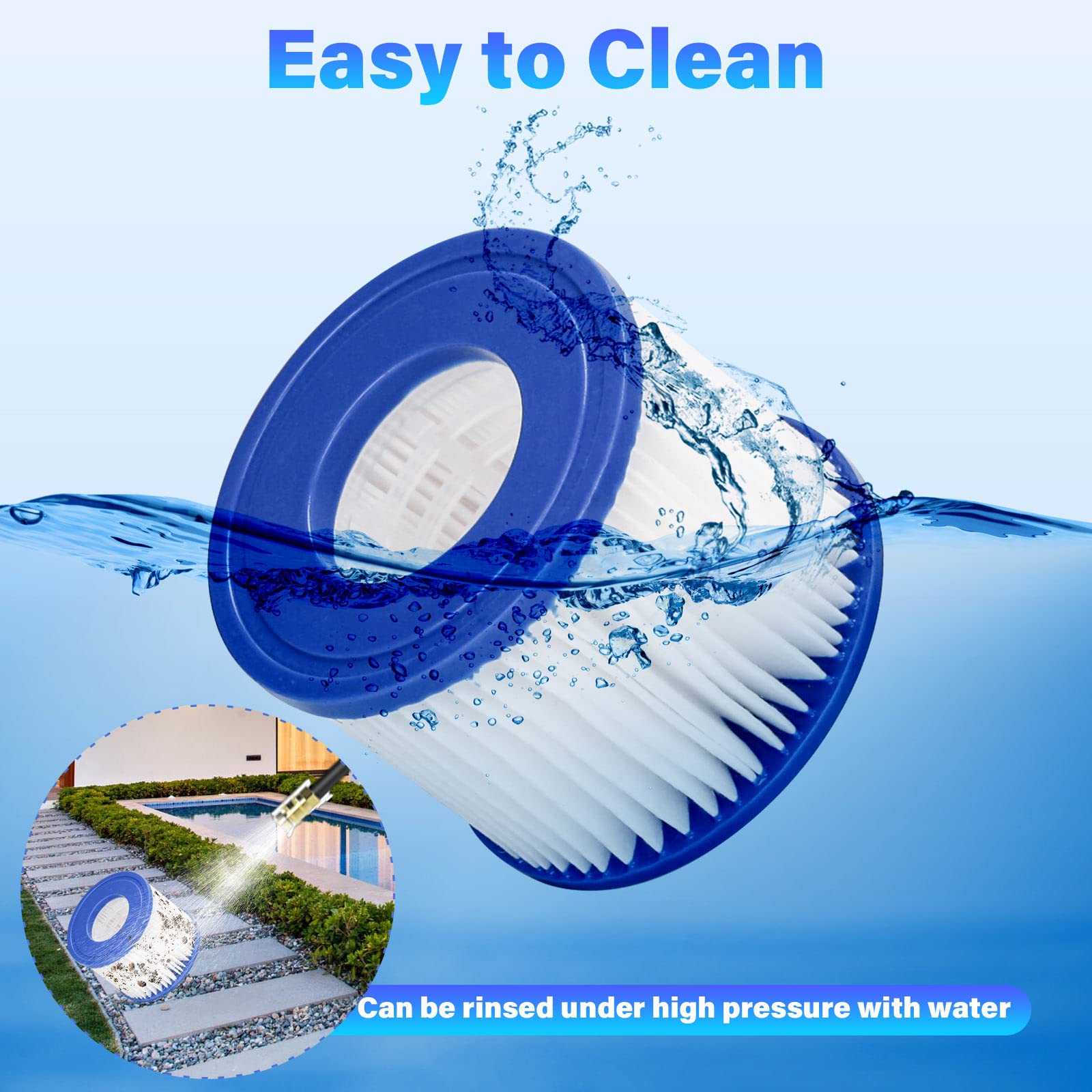 Sosayet Filter VI für Pool, 6 Stück Filterkartuschen VI für Bestway Miami, Monaco Lay-Z-Spa, Vegas, Palm Springs, Flowclear Pool Filter Ersetzt die Originalkartusche 58323