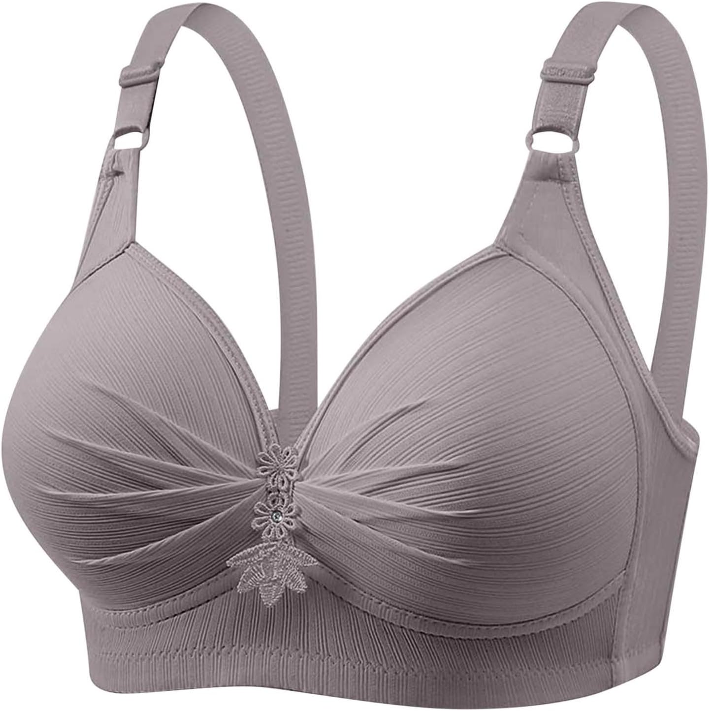 Womens Sports Bra 5 Pack, Push Up Comfort T Shirt Bra Solid Color Seamless Plus Size Bralettes Wireless Floral Bras