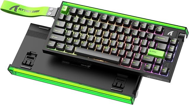 ATTACK SHARK R85HE Wired 75% RT Mechanical RGB Gaming Keyboard-Black Green | 8K Polling,0.005mm Accuracy,0.08MS Latency,256K Scan,Hall Effect Magnetic Switch,5 Layer Sound Damped,Driver for PC Mac FPS