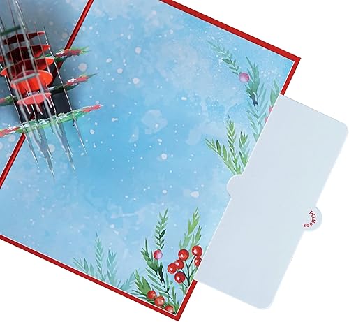 Miniatura 5 de PQ Bees Tarjeta de Navidad desplegable, tarjetas de felicitación emergentes 3D hechas a mano, tarjeta de Navidad, regalo para Navidad o vacaciones,