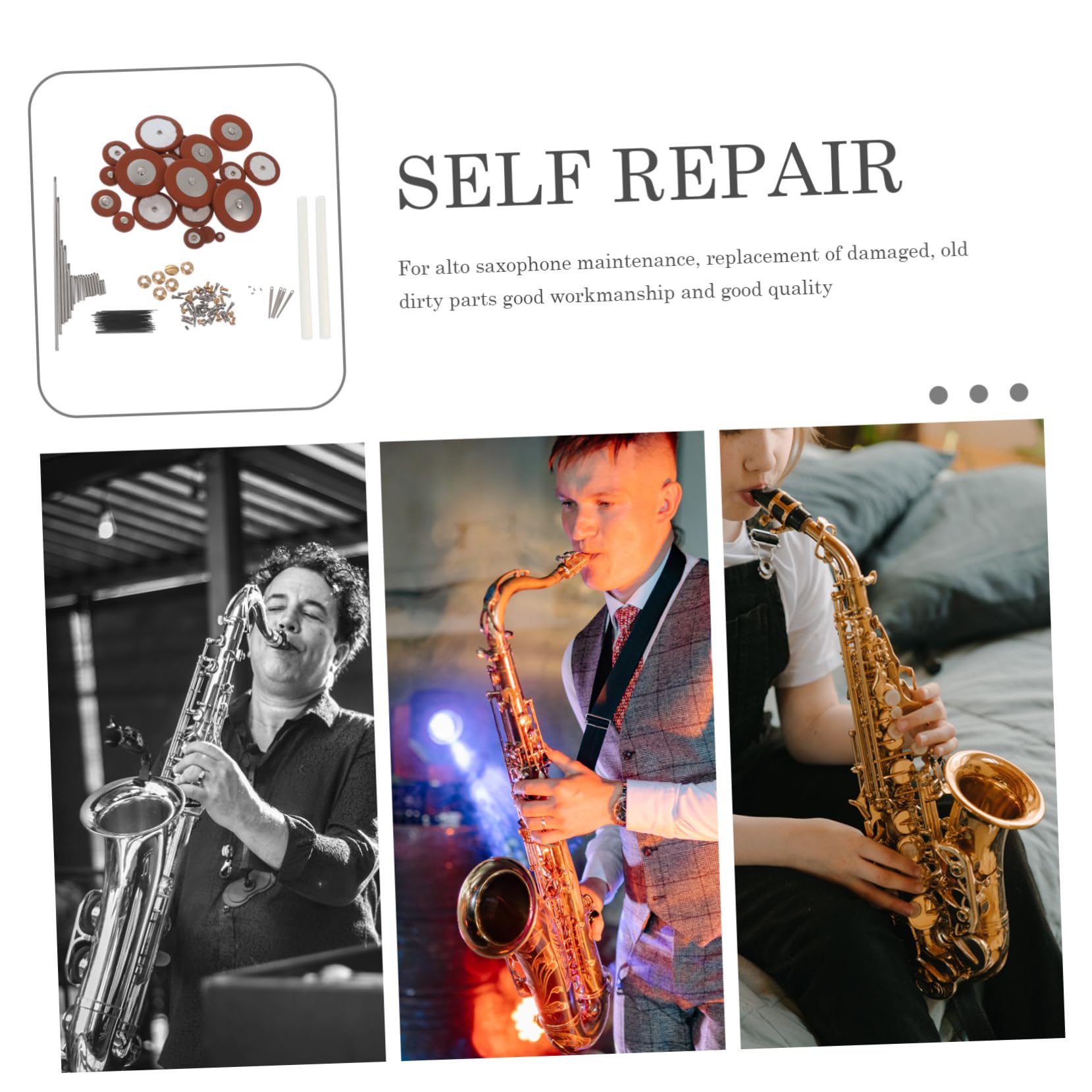 ibasenice Kit Di Riparazione Per Sassofono Set Completo Di Strumenti Per Strumenti a Fiato Viti Metalliche e Accessori Per Sax Contralto Facile Da Usare e Sostituire