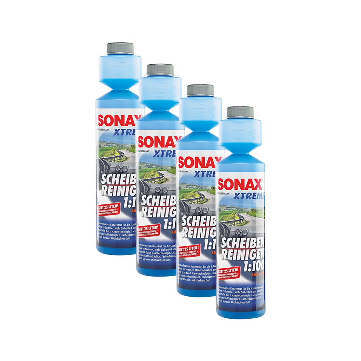 SONAX Limpiador de parabrisas Xtreme 02711410, concentrado NanoPro, 250 ml, 4 unidades