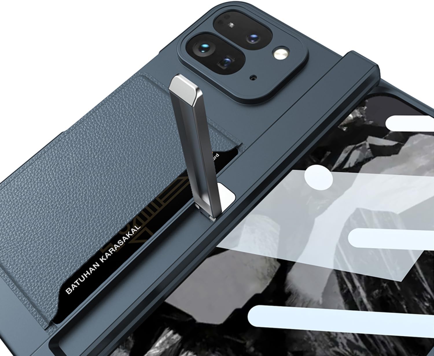 Case for Google Pixel 9 Pro Fold Built-in Card Holde with Kickstand & Screen Protector & Card Holder & Shockproof Sturdy Phone Cover Case for Google Pixel 9 Pro Fold 5G 2024(Sliver)