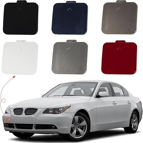 Miniatura 8 de Tapa de gancho de remolque de parachoques delantero para BMW Serie 5 E60 E61 2004 2005 2006 2007 51117111787 (negro, lado derecho del pasajero)