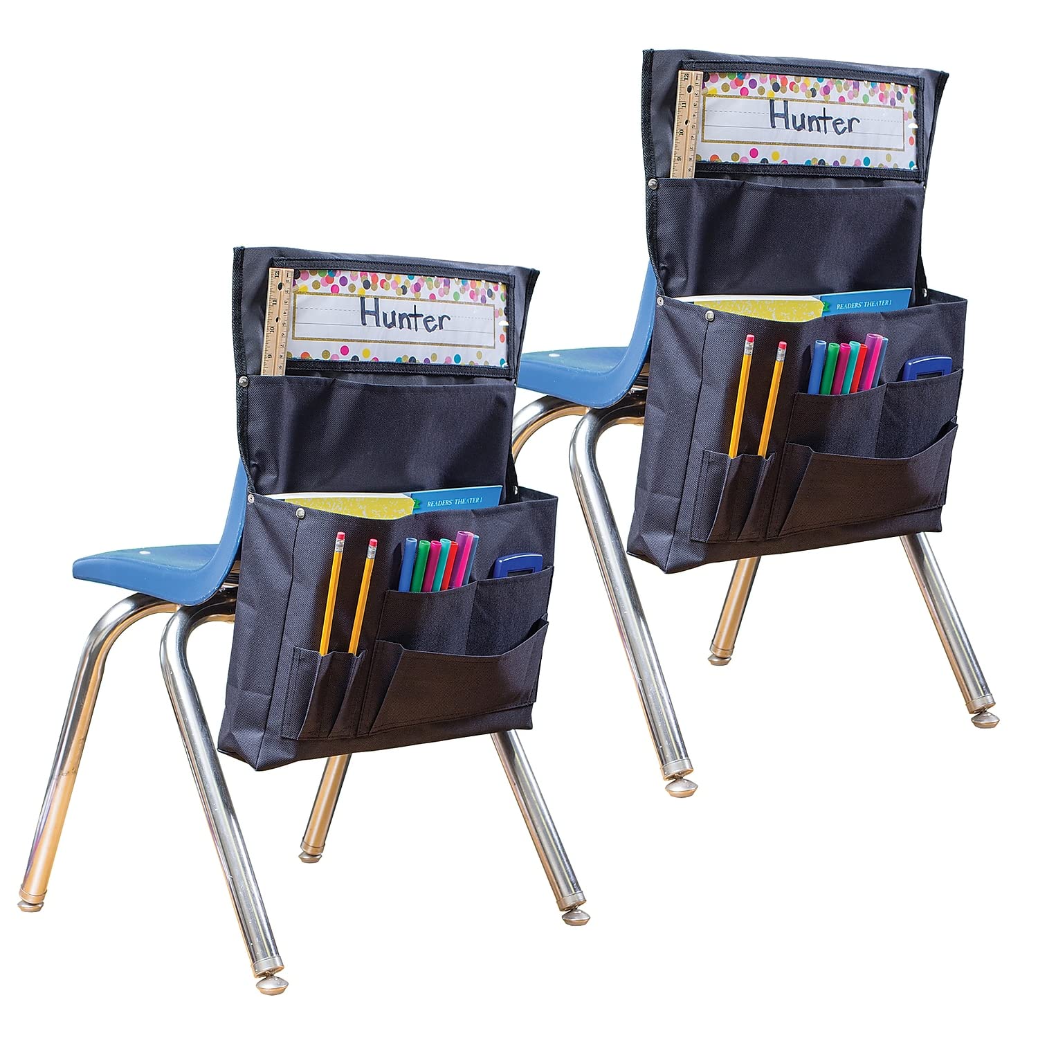 Poche de chaise noire lot de 2 rangement suspendu fauteuil bureau