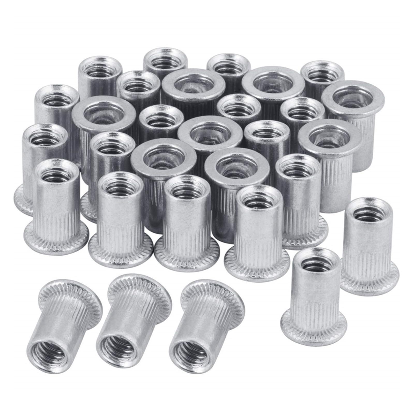 Kit assortimento di dadi for rivetti filettati metrici a testa piatta in alluminio M3/M4/M5/M6/M8/M10 da 100 pezzi(M10)