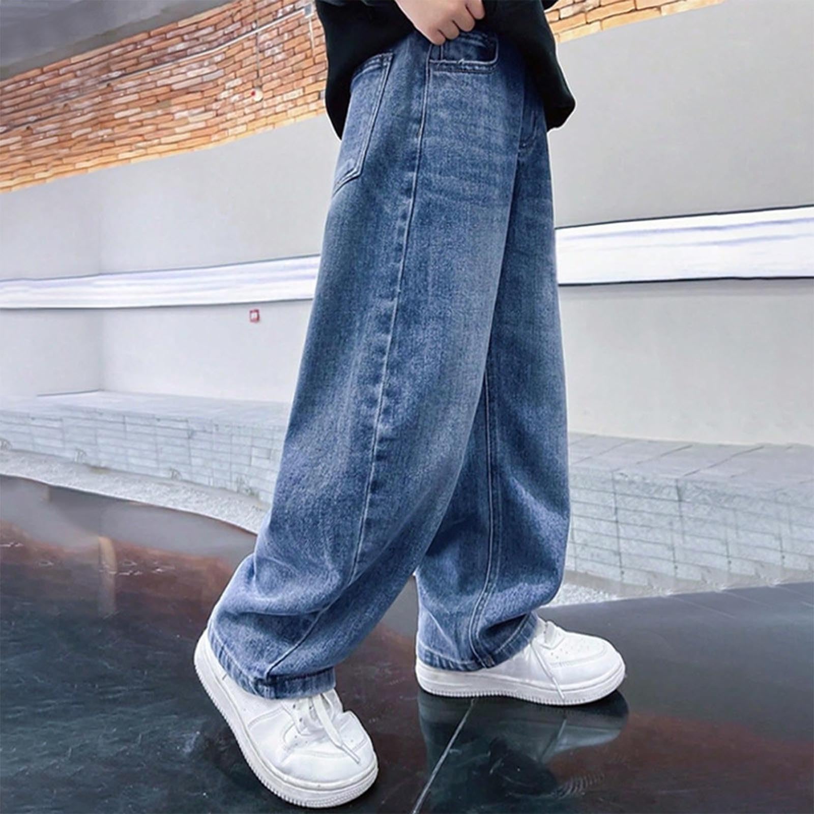 Jungen Baggy Jeans Thermojeans Fleece Gefütterte Jeanshose Warm