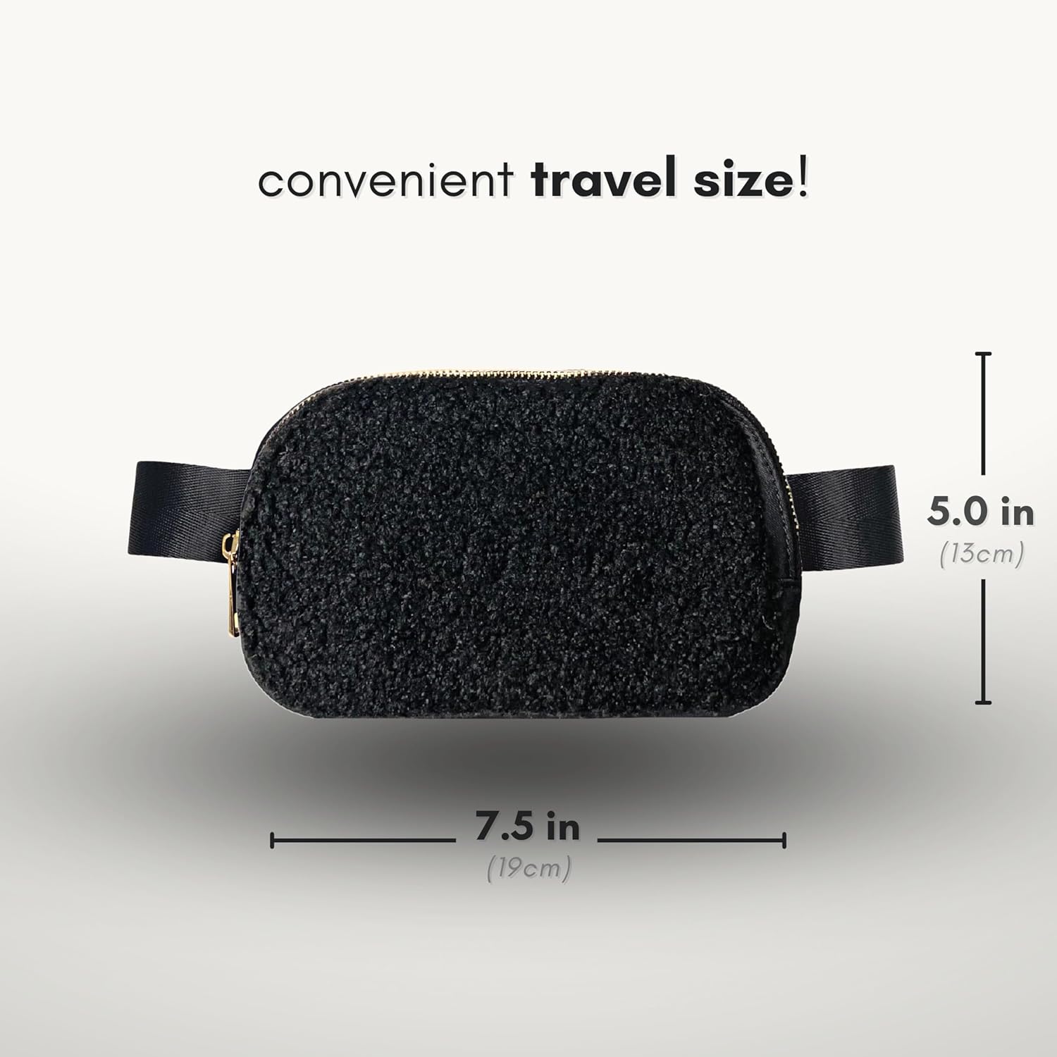 Boutique Fleece Belt Bag | Sherpa Crossbody Bag Fanny Pack for Women Fashionable | Everywhere Waist Pack | Small Fashion Travel Chest Bag (Extended Strap Length, Black Fleece) - Image 3