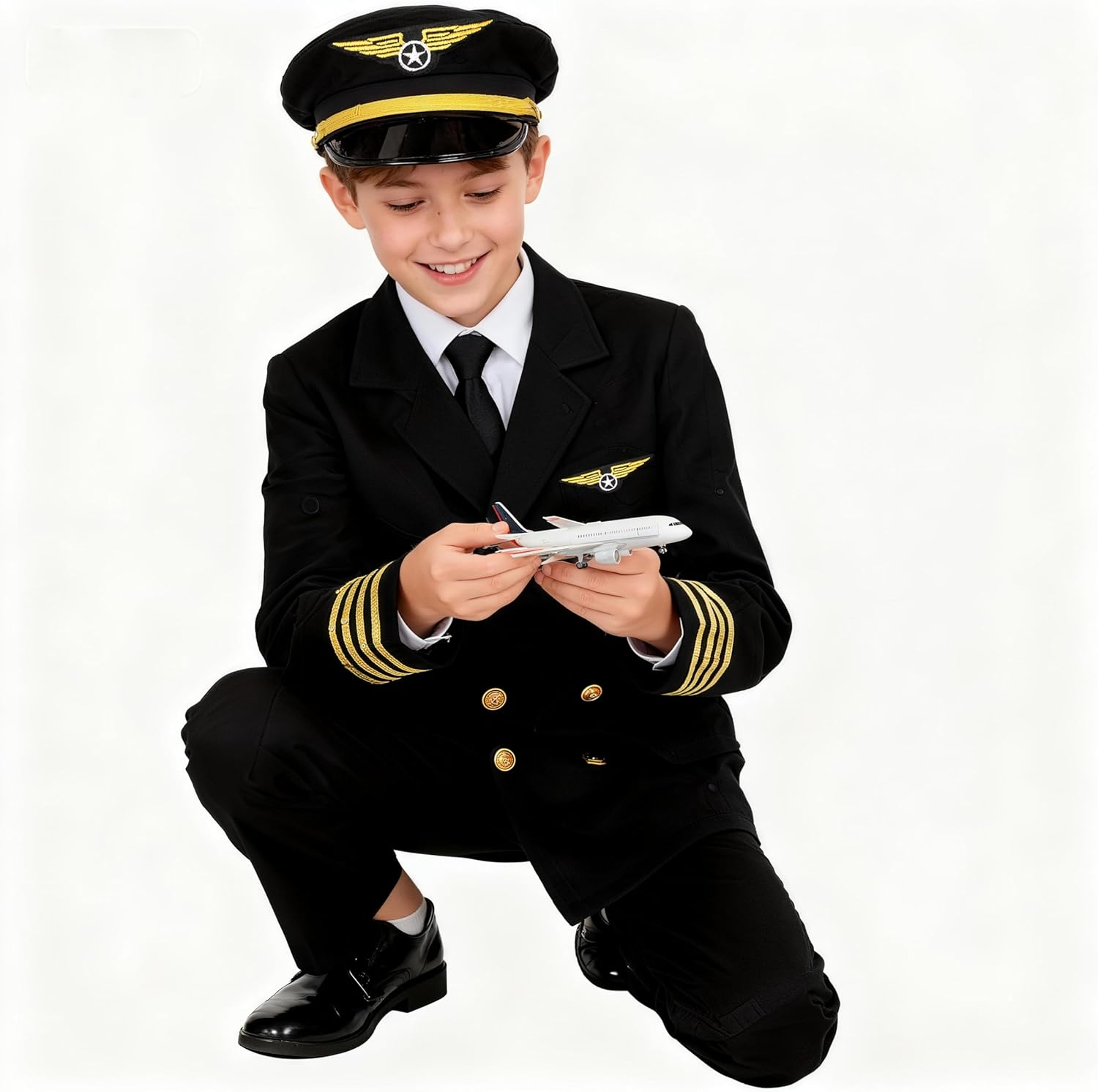 Kids Pilot Uniform Boys Airline Captain Costume for Halloween Cosplay Birthday Party Gifts - Image 6