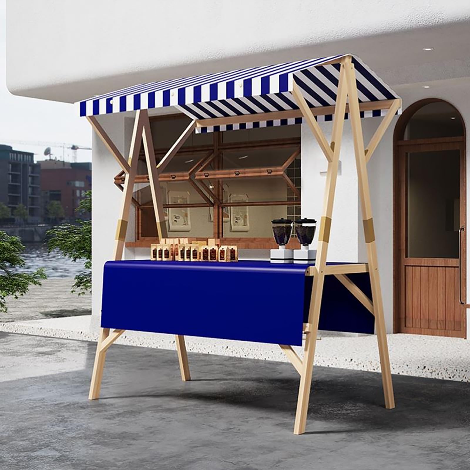 Carrello pieghevole con tettoia, espositore portatile per mercatini e festival
