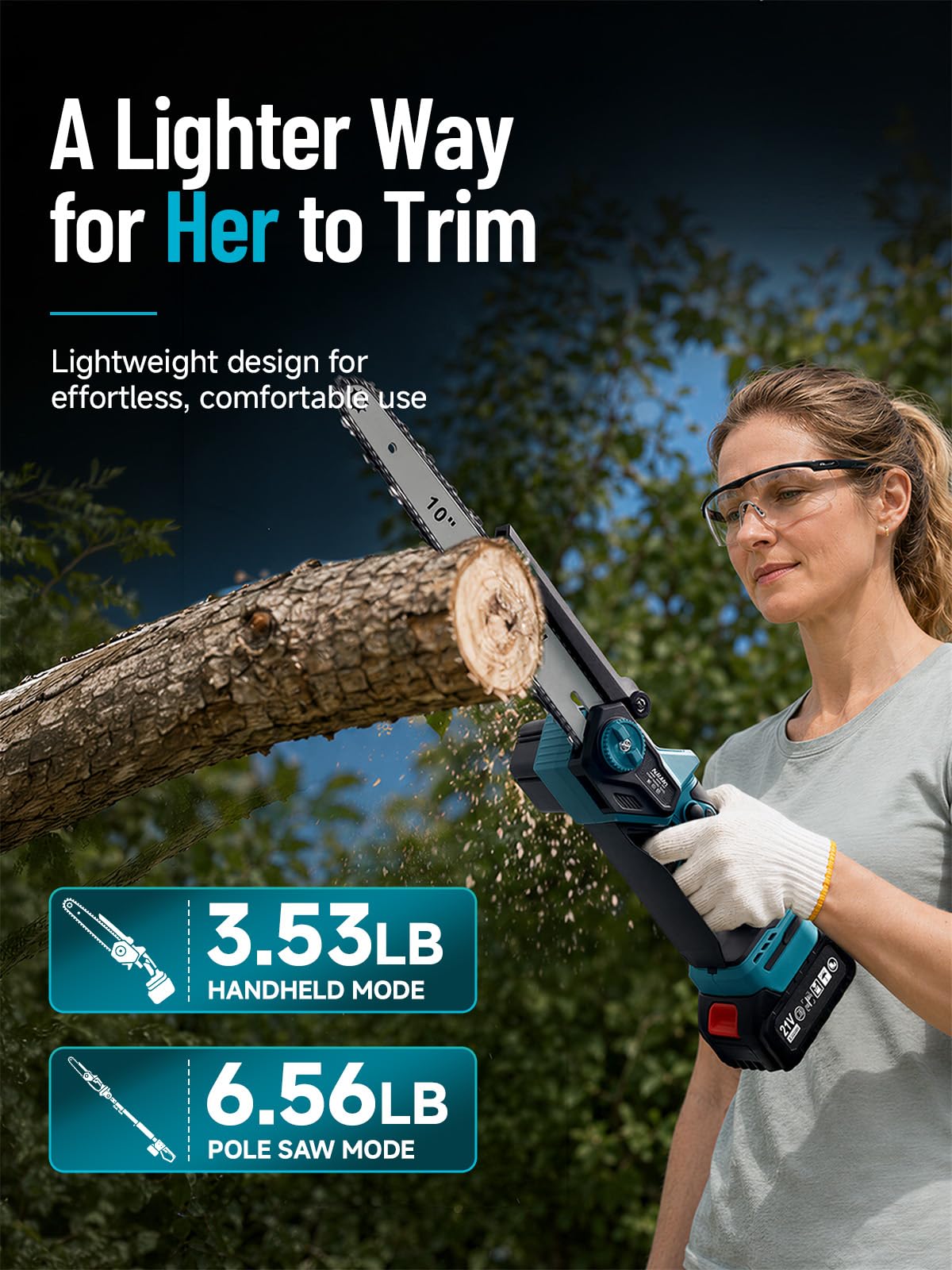10'' Pole Saw - 2-in-1 Chainsaw for Tree Trimming -7