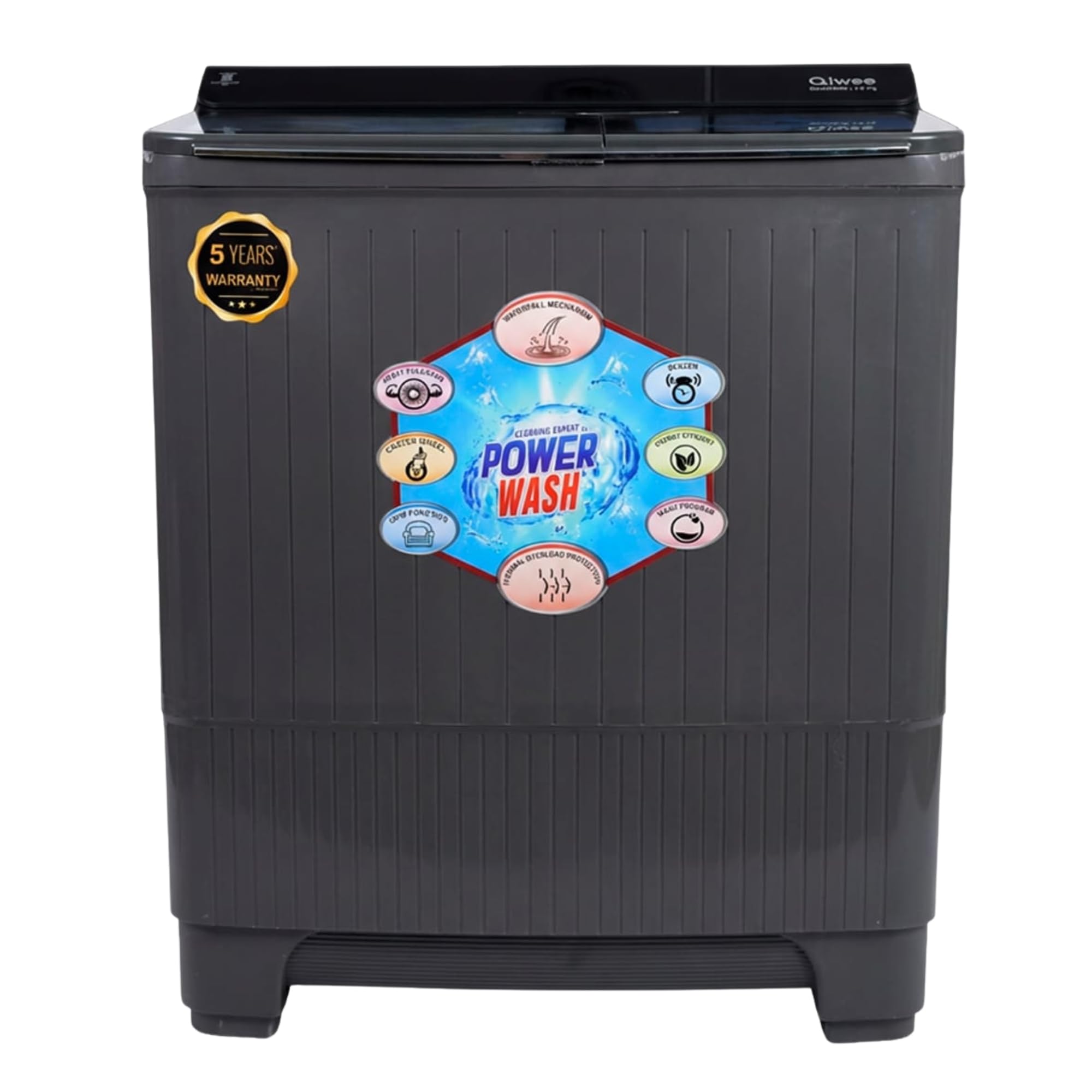 8.0 KG Semi-Automatic Twin Tub Washing Machine (QSAWM80, B. Grey) – High-Performance 120W Wash Motor, Toughened Wave Glass Lid, 15 Min Wash Timer & Rust-Proof Body-image-20