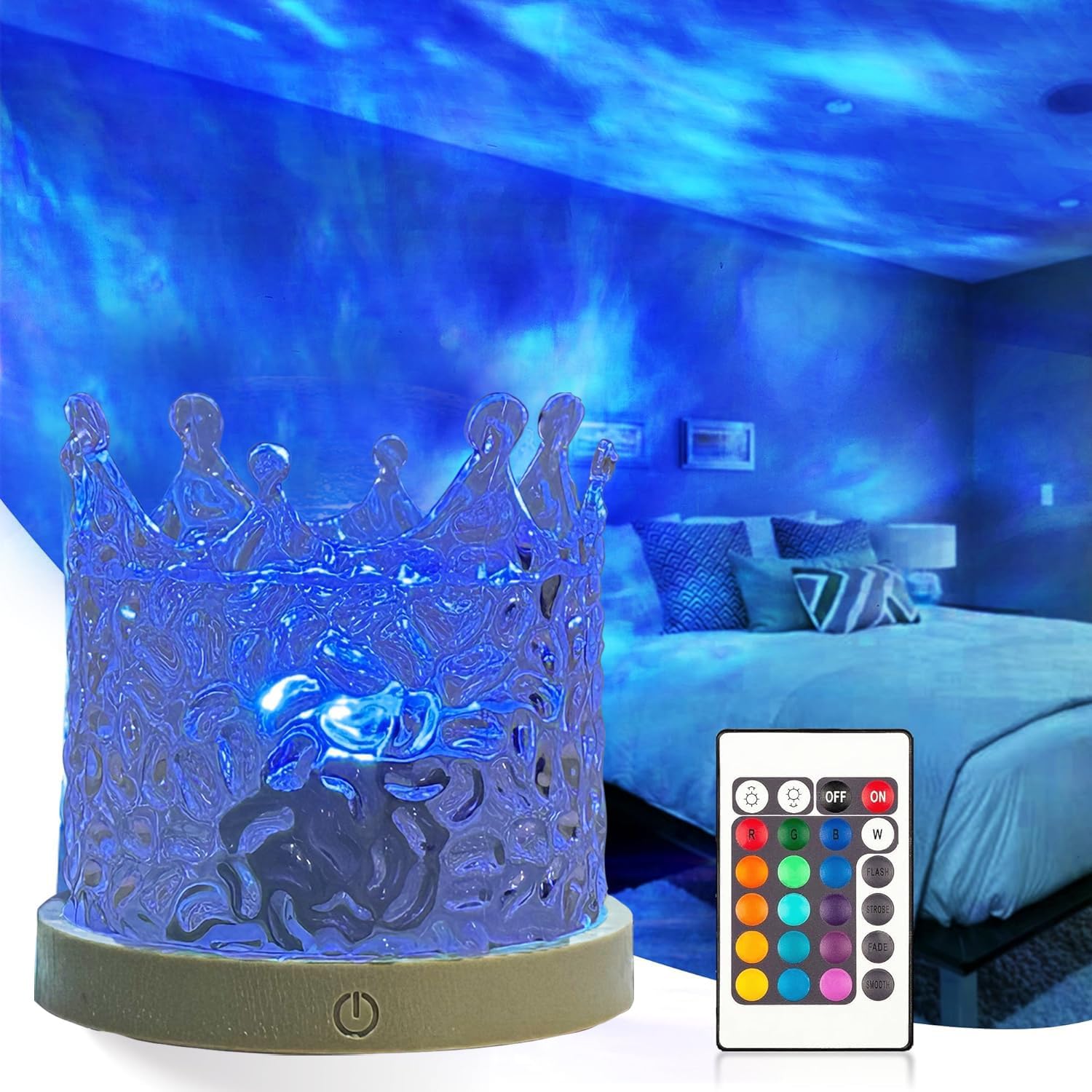 Northern Lights Lamp,Ocean Wave Light Projector Crown Night Light,16