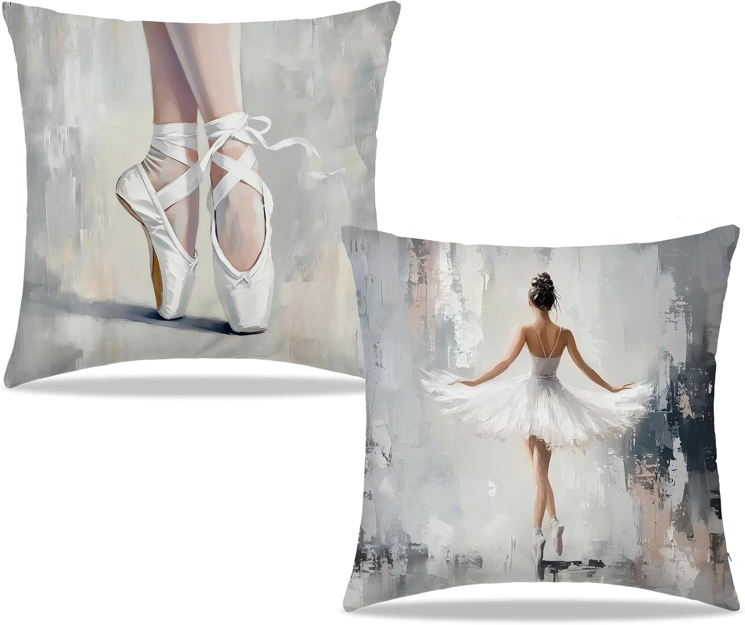 Dibor Pink Ballet Throw Pillow Covers 18x18 in, Ballet Dancer Gifts for Women Girls Decorative Couch Cushion Covers, Ballerina Gifts for Girls Pillow Case for Girly Room Bedroom Dorm