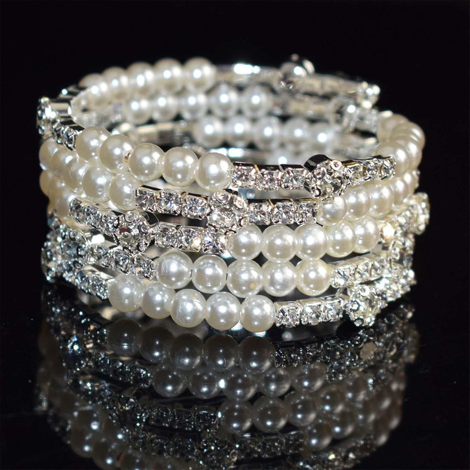 Rhinestone Pearl Bracelet for Women Wedding Bridal Bracelet Gold Silver Jewelry Gifts Elegant Bracelet - Image 3
