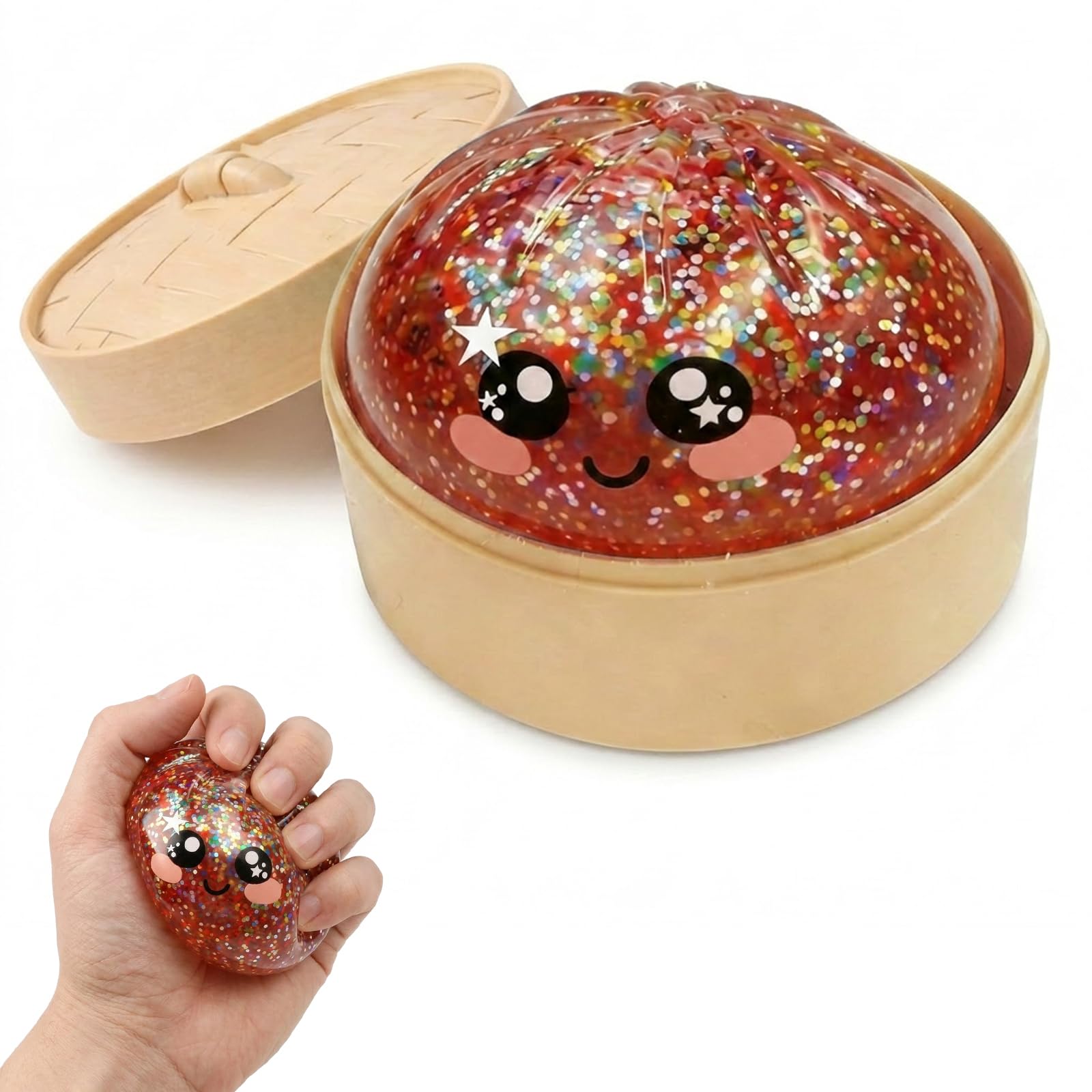Dumpling Squishy, Glitter Dumpling Squishy, Squishies Dumplings, Stress Relief and Sensory Play for Office Workers, Dumplings Fidget Tool for Emotion Management and Focus Enhancement
