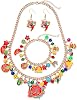 Mexican Jewelry Set Cinco De Mayo Charm Necklace Bracelet Fiesta Dangle Earrings Carnival Holiday Jewelry Gifts for Women