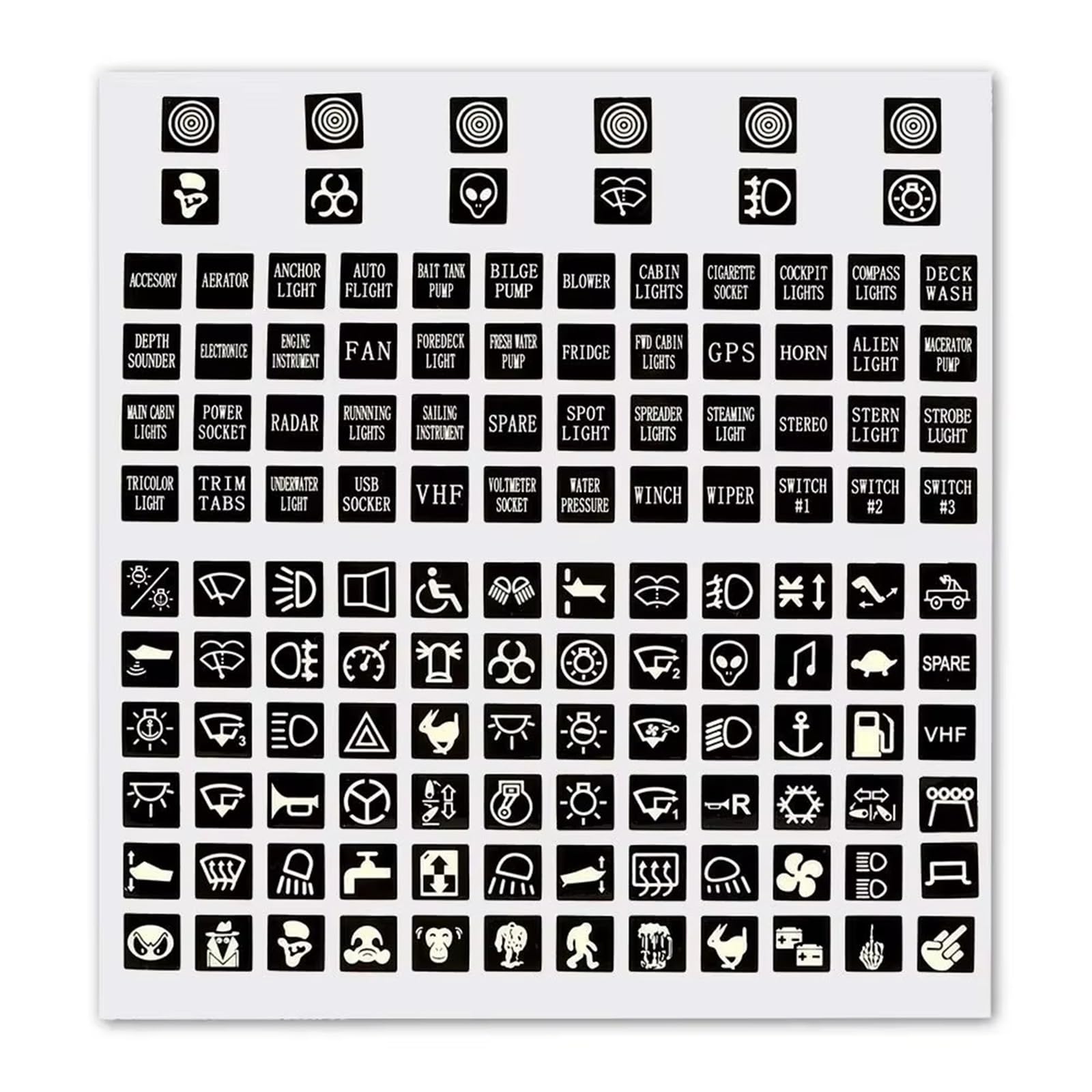 car Switch Stickers Switch Label Car Circuit Decal Waterproof Truck Rocker Decoration Luminous Universal Instrument Panel Buttons Stickers