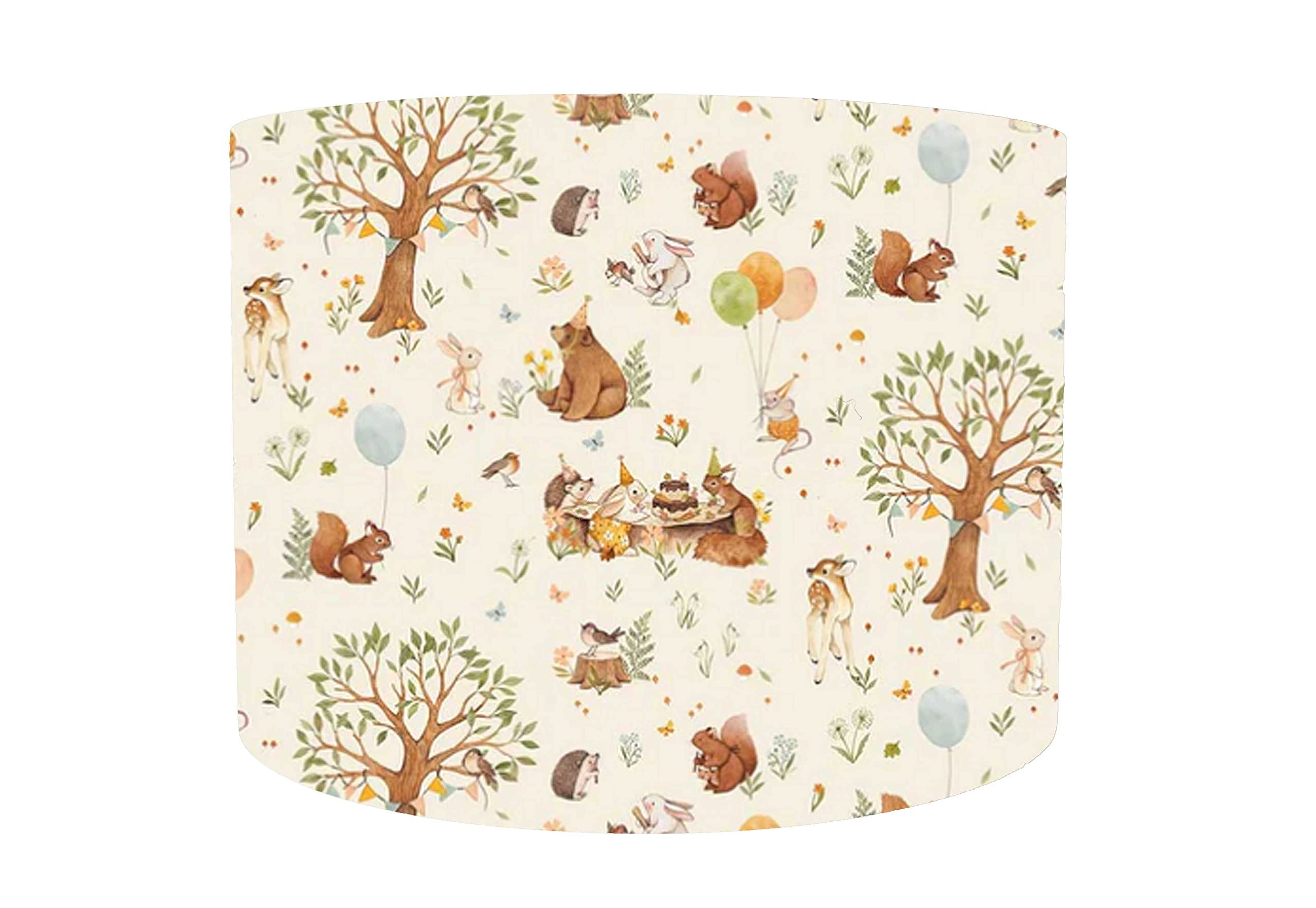 Leo & Cal, Woodland Nursery Lampshade, Choice of 20cm, 25cm, 30cm, 35cm Diameter, Forest Scene Lighting, Neutral Baby Room Decor, Teddy Bear Picnic, Cute Animal Designs, Kids Bedroom Light