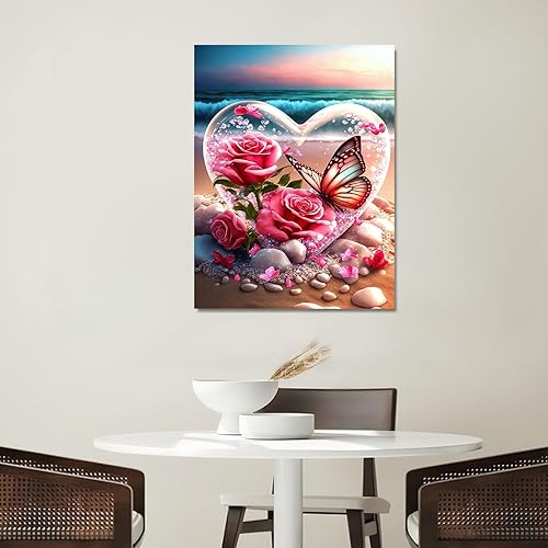 Miniatura 3 de Kits de pintura de diamantes de flores, kits de arte de diamantes 5D para adultos, niños principiantes, mariposas de bricolaje para playa,