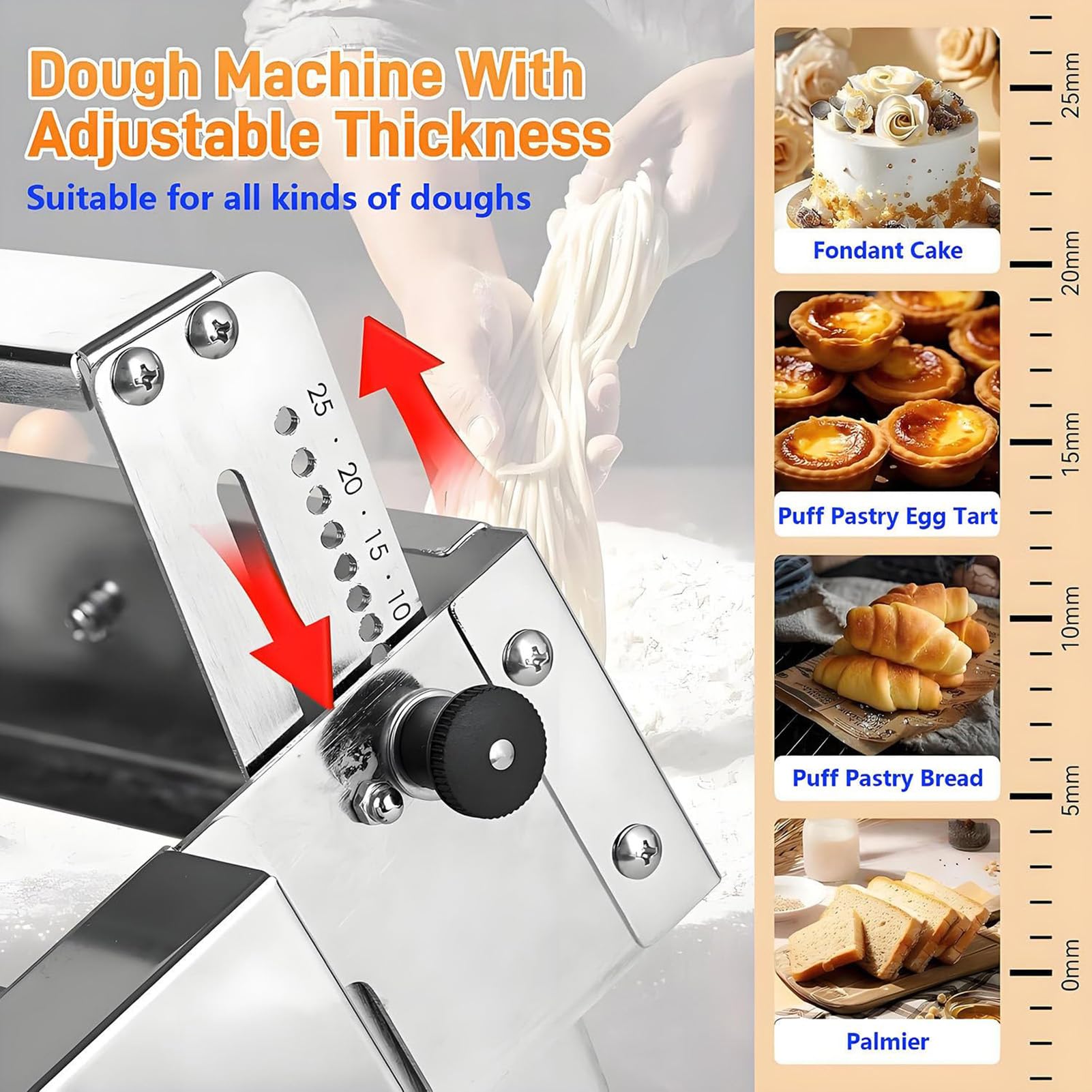 Laminoir Pate Feuilletée Professionnel Patisserie Manuel Inox a Pizza laminoire À Pâte Pliable Professionnel Pour Croissants,Pizza & Pâtes,Surface Antiadhésive En Pp Alimentaire